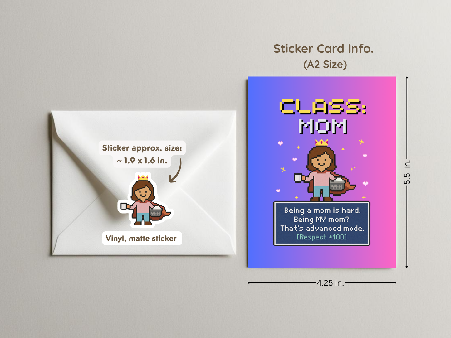 RPG-Inspired Mother’s Day Supermom Sticker Card