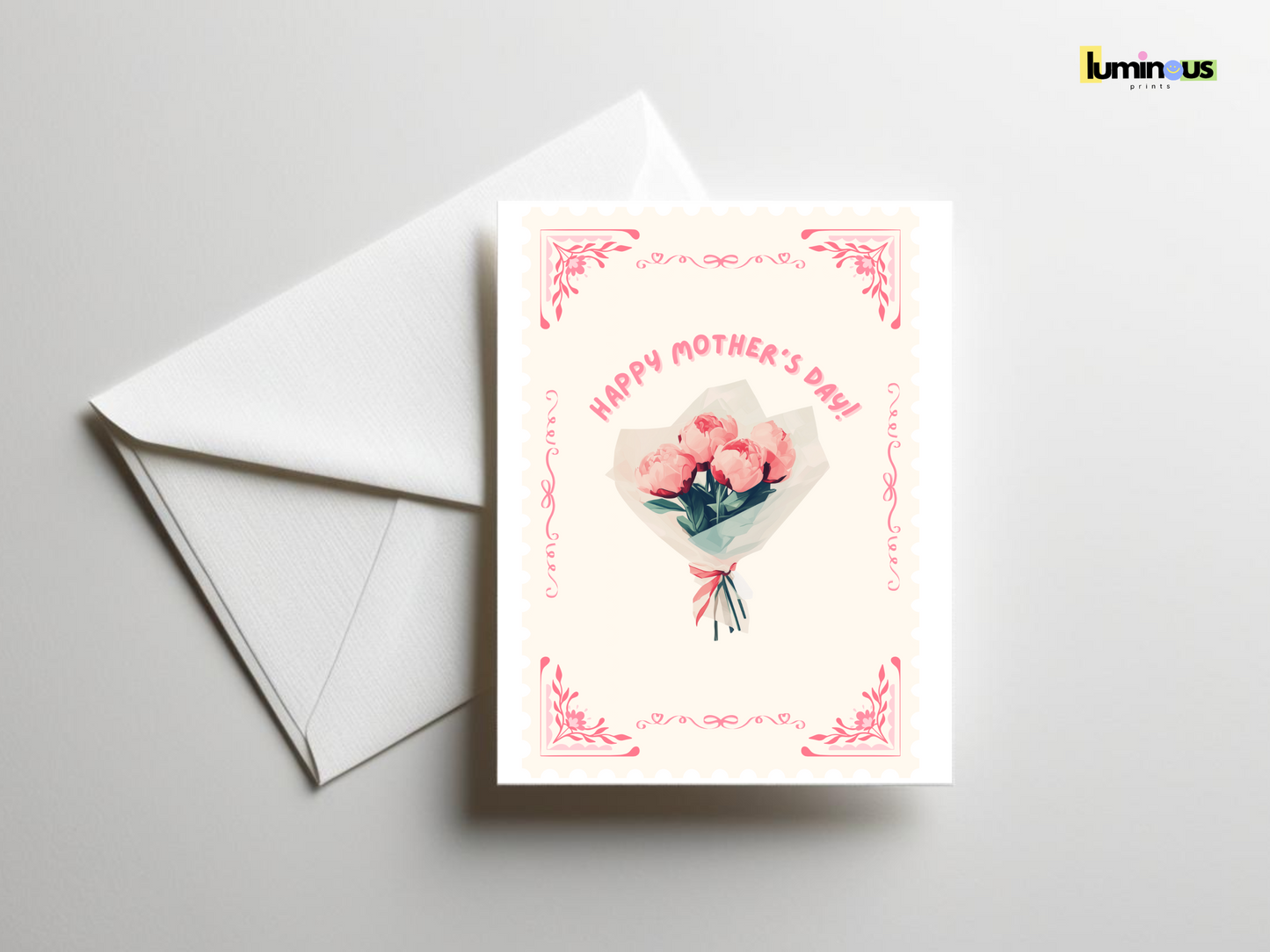 Mother’s Day Floral Stamp-Style Sticker Card