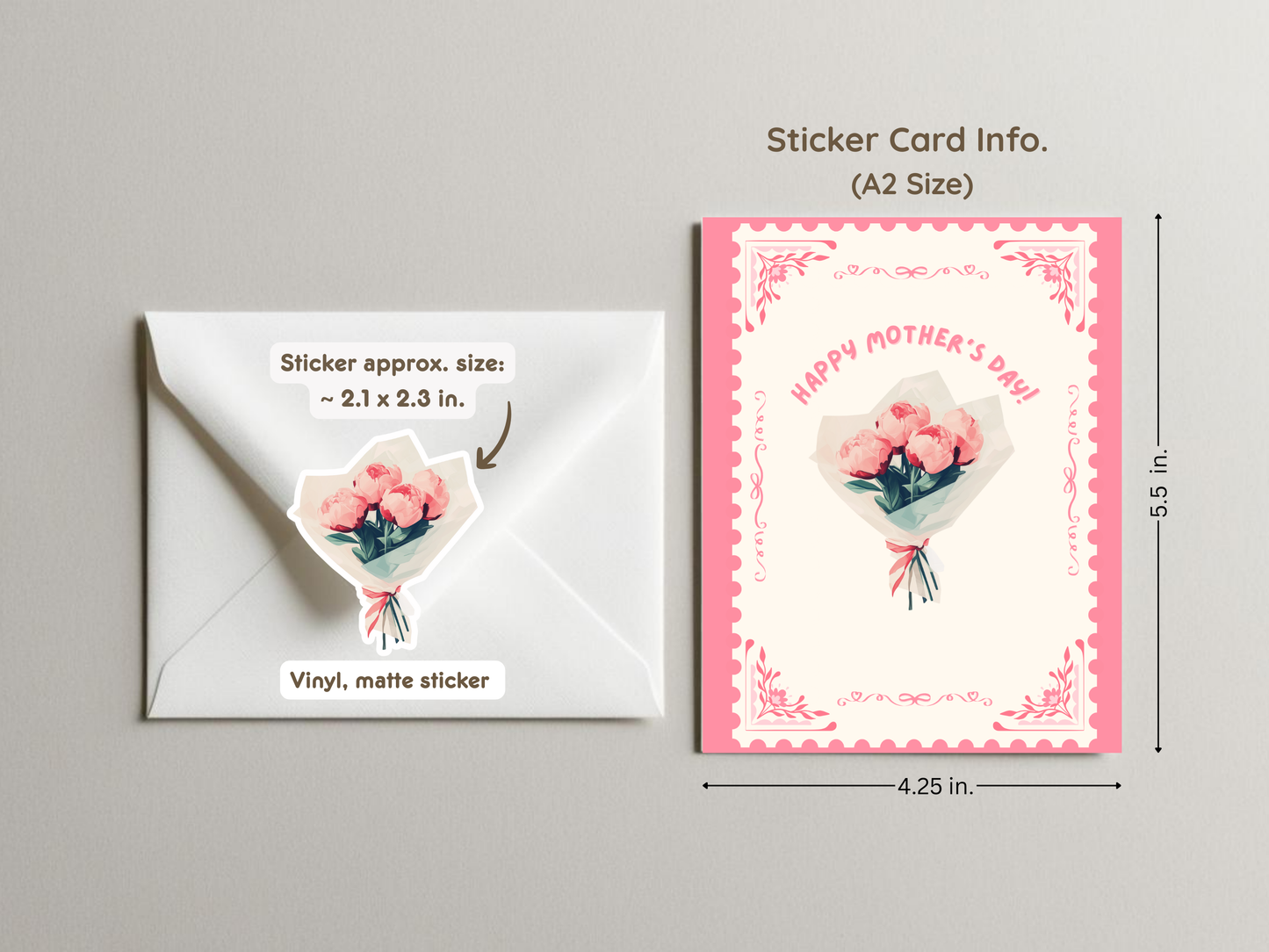 Mother’s Day Floral Stamp-Style Sticker Card