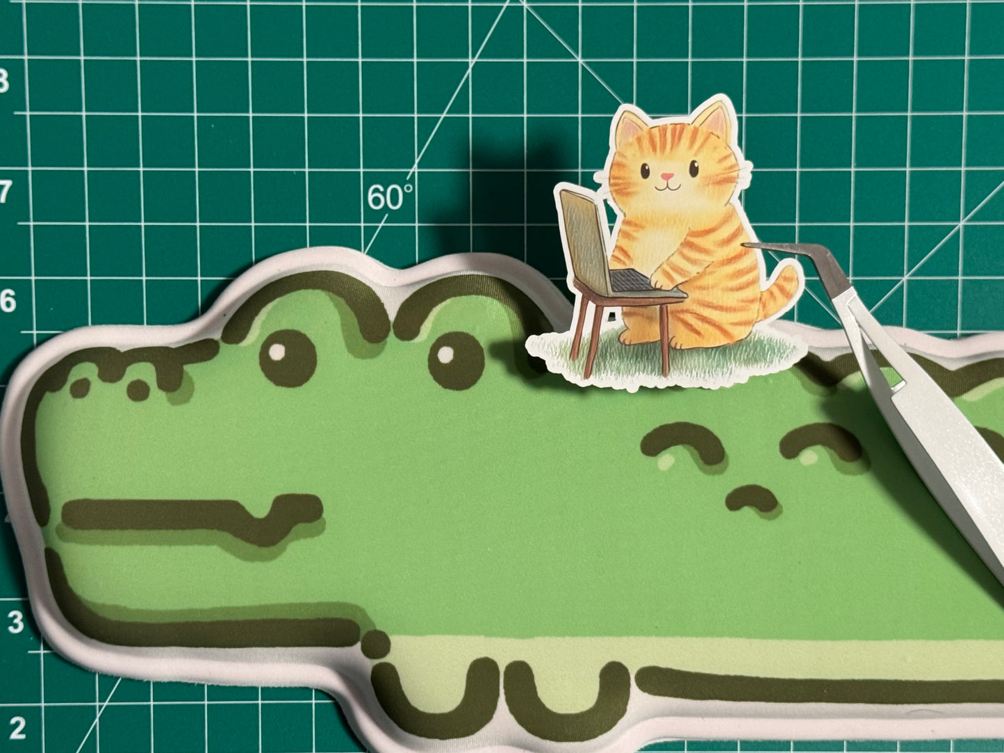Orange Tabby Cat Typing on a Laptop Matte Vinyl Sticker