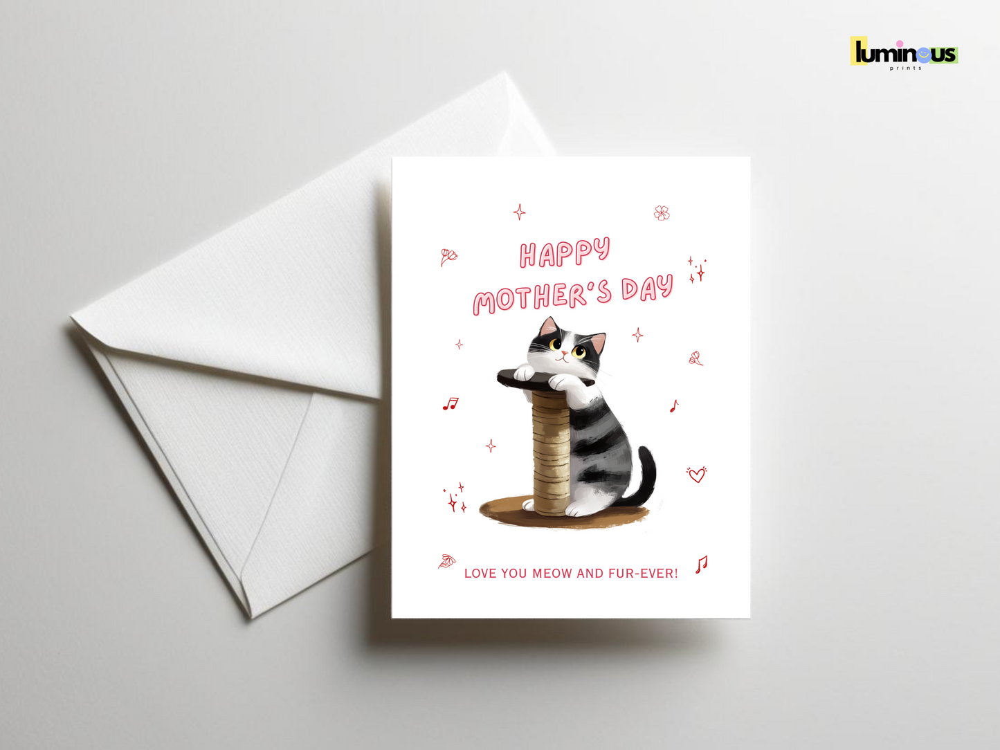 “Love You Meow & Fur-Ever” – Cat Mother's Day Sticker Card