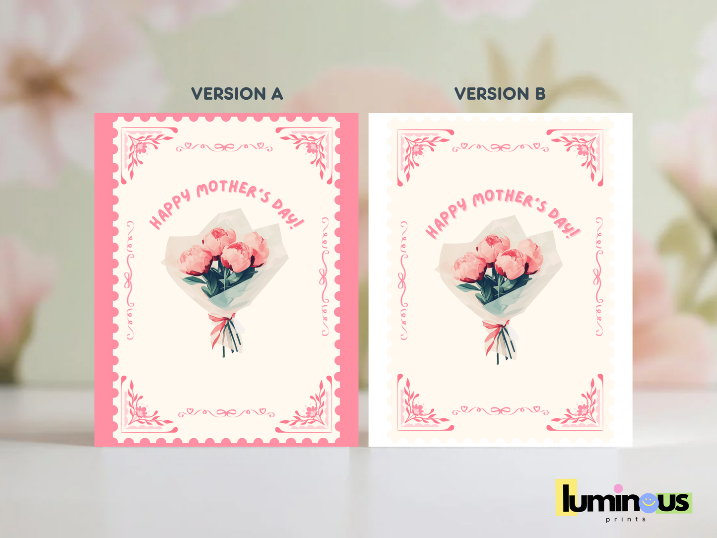 Mother’s Day Floral Stamp-Style Sticker Card