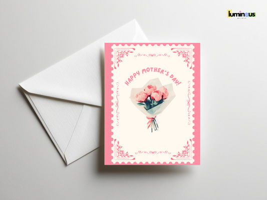 Mother’s Day Floral Stamp-Style Sticker Card