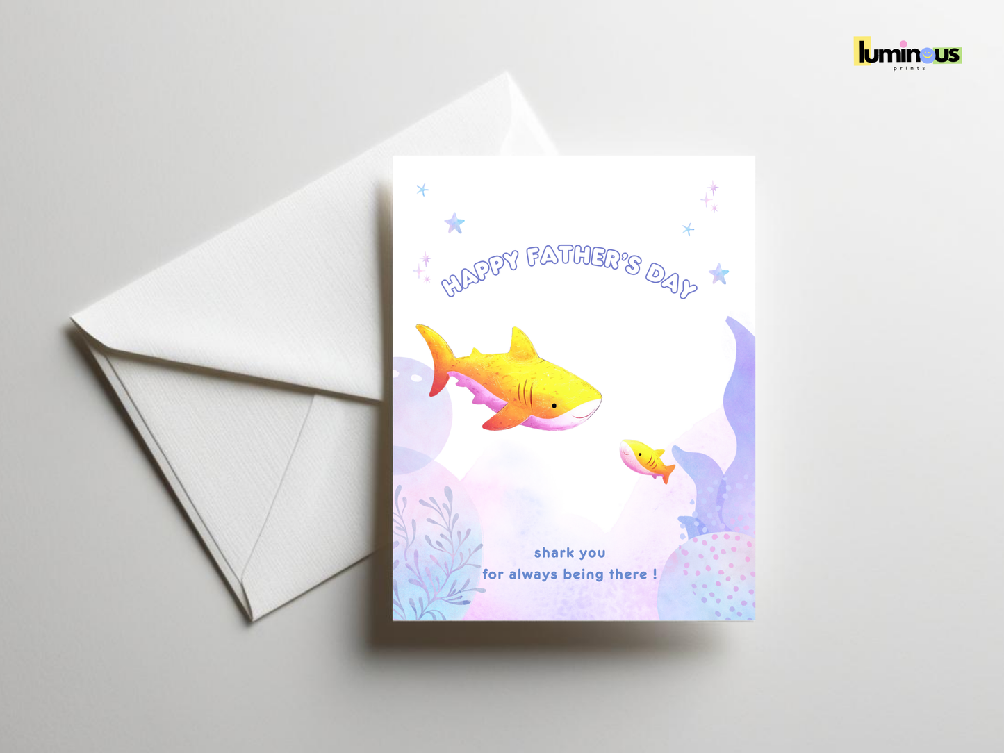Shark-Themed Father’s Day Sticker Card – Daddy & Baby Shark Duo