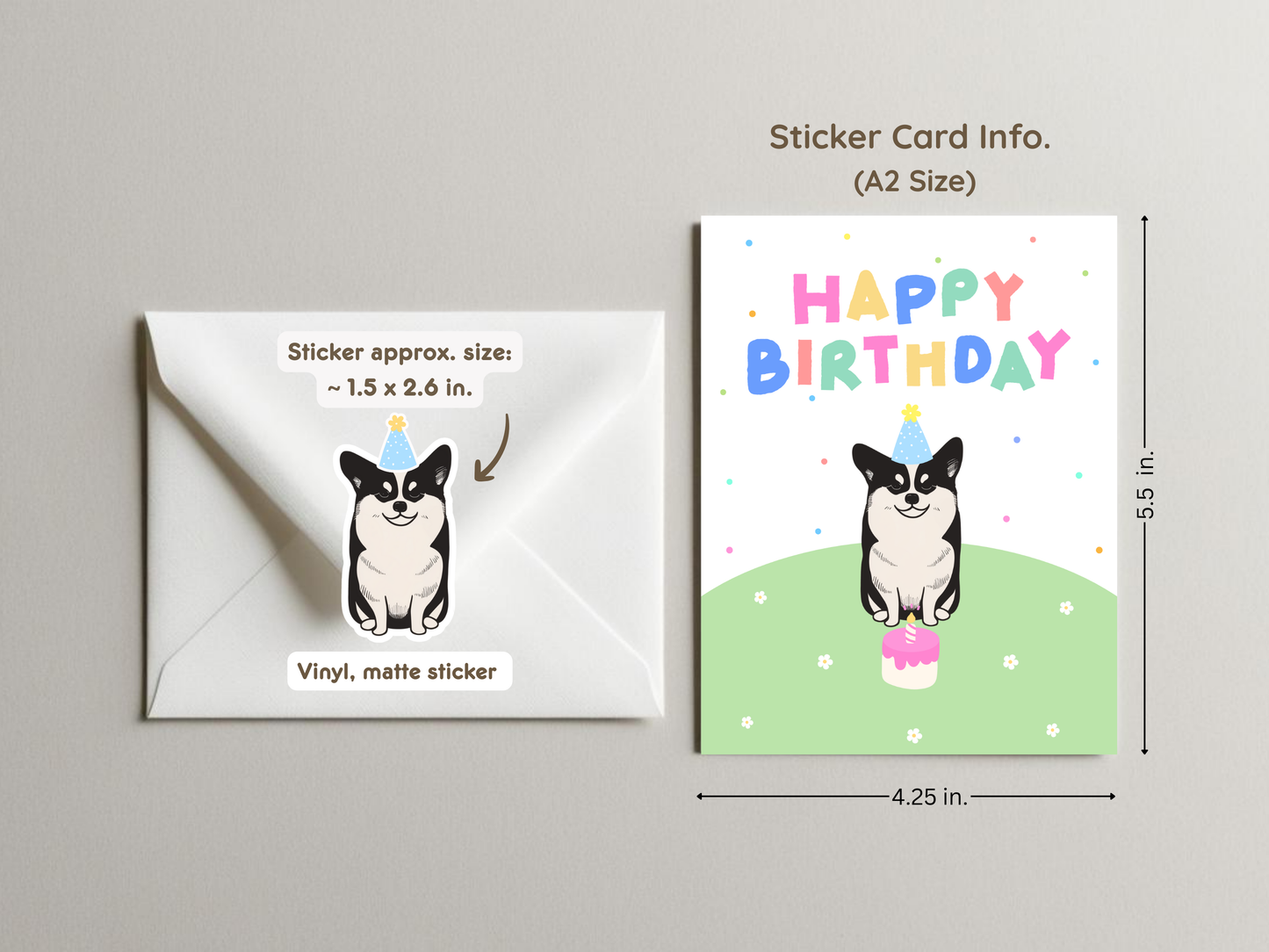 Shiba Inu Dog Birthday Sticker Card