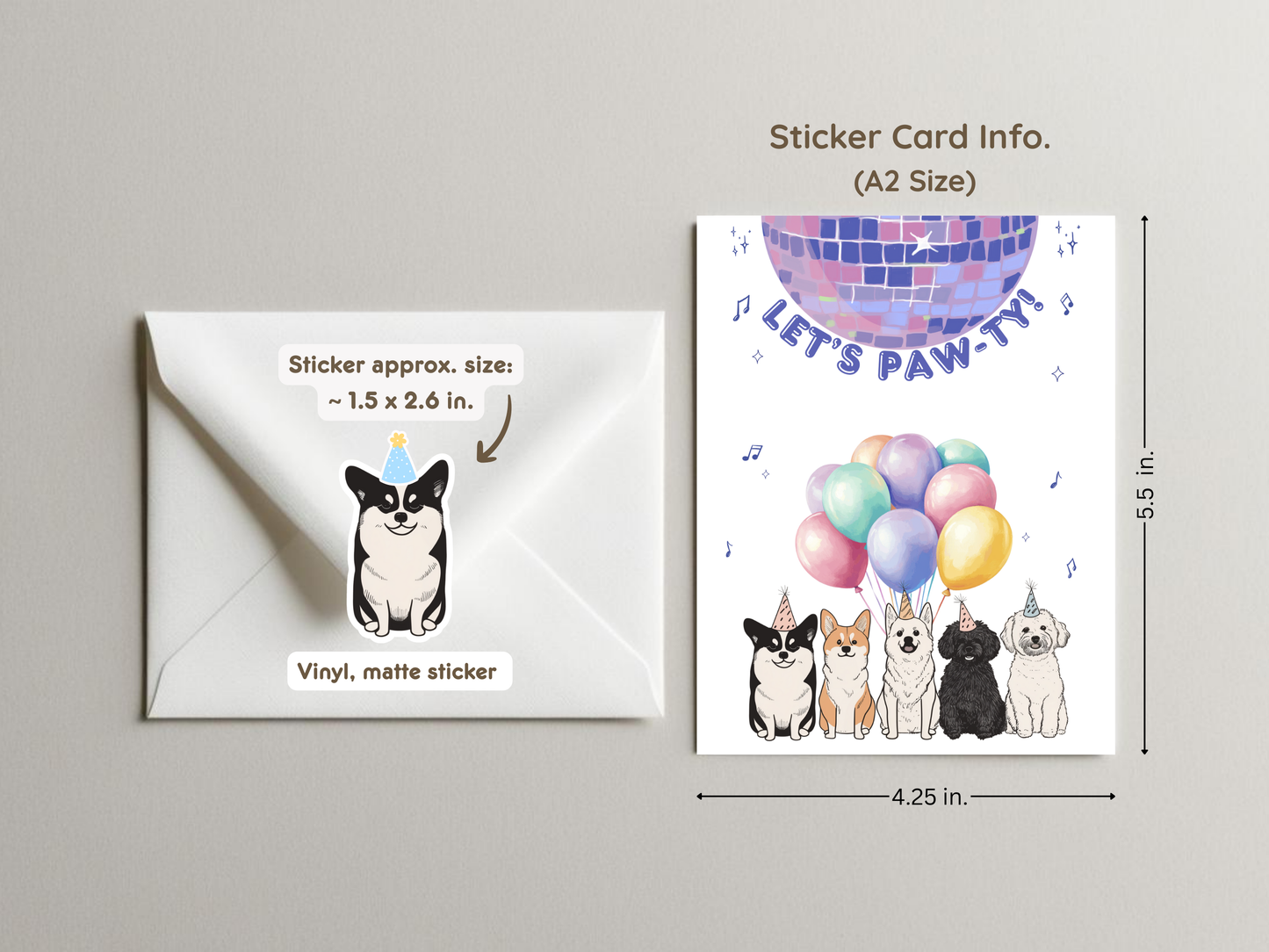 “Let’s Pawty” Dog Birthday Sticker Card