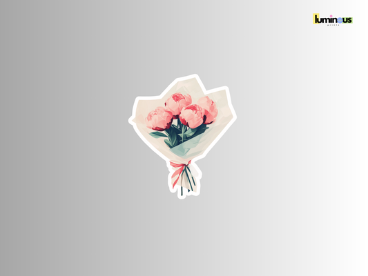 Pink Peonies Flower Bouquet Matte Vinyl Sticker