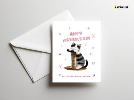 “Love You Meow & Fur-Ever” – Cat Mother's Day Sticker Card