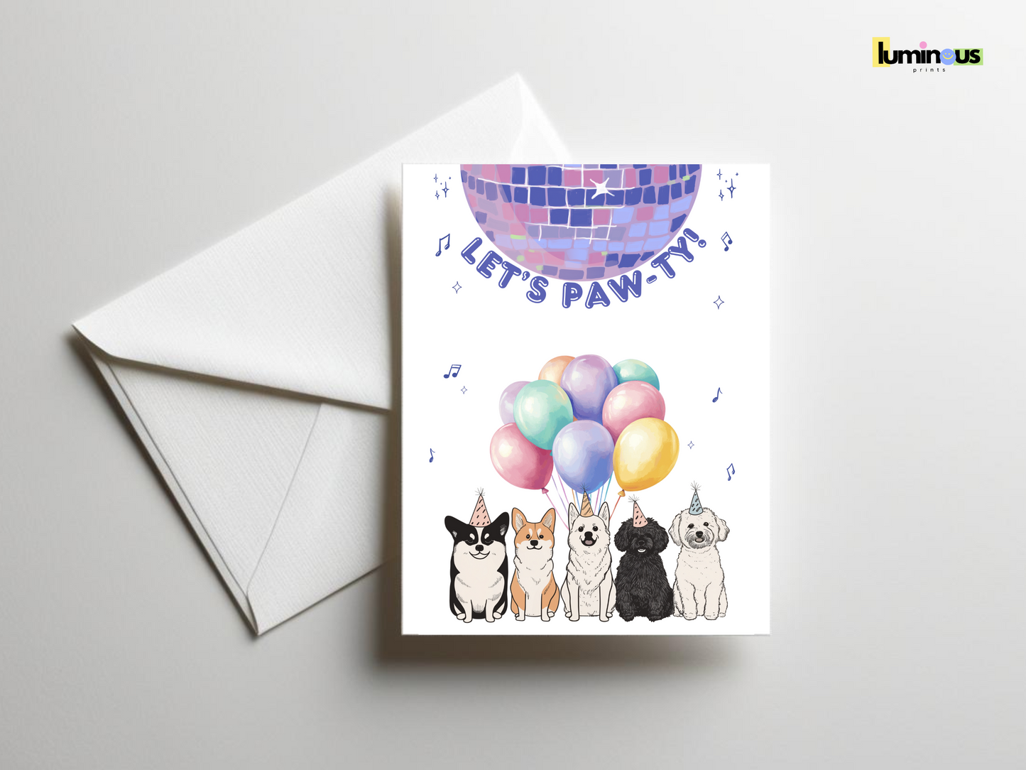 “Let’s Pawty” Dog Birthday Sticker Card