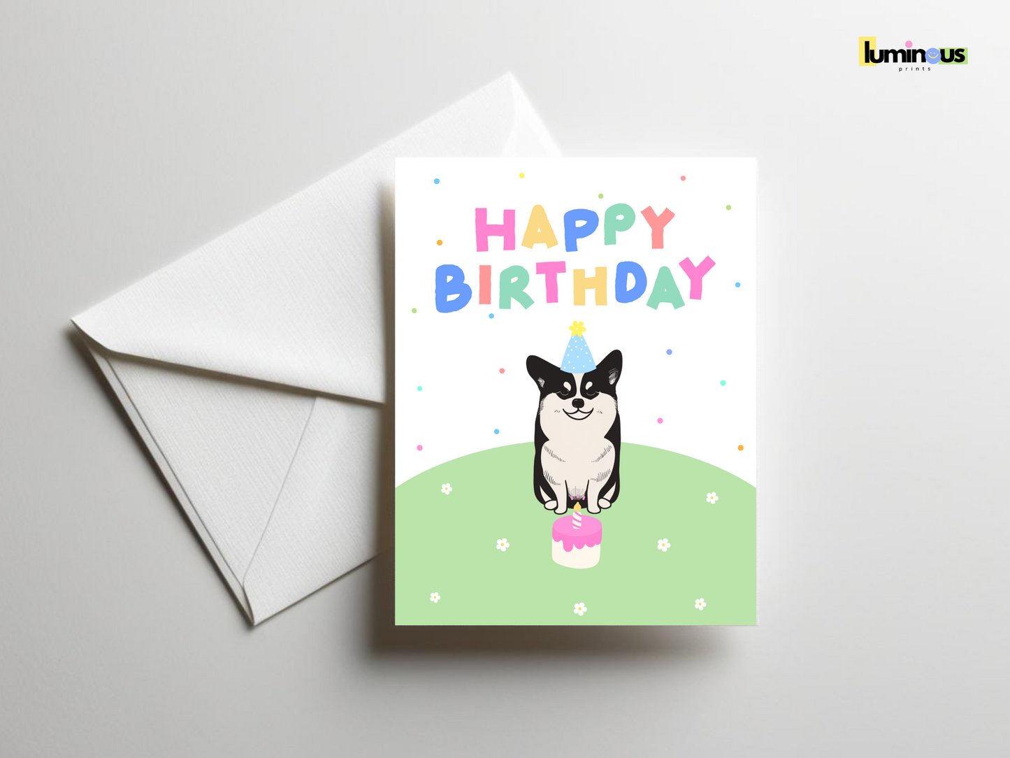 Shiba Inu Dog Birthday Sticker Card